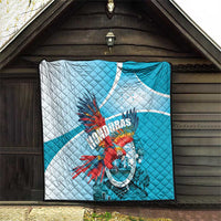 Honduras Independence Day Quilt Scarlet Macaw Sky Blue - Wonder Print Shop