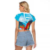 Honduras Independence Day Raglan Cropped T Shirt Scarlet Macaw Sky Blue - Wonder Print Shop