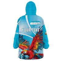 Honduras Independence Day Wearable Blanket Hoodie Scarlet Macaw Sky Blue - Wonder Print Shop