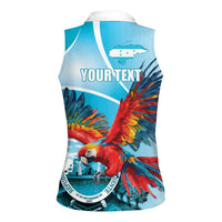 Honduras Independence Day Women Sleeveless Polo Shirt Scarlet Macaw Sky Blue - Wonder Print Shop