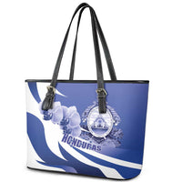 Honduras Leather Tote Bag Coat of Arms Orchid Navy Blue - Wonder Print Shop