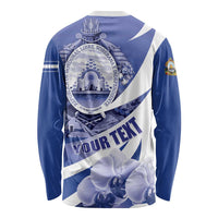 Honduras Long Sleeve Shirt Coat of Arms Orchid Navy Blue - Wonder Print Shop