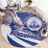 Honduras Round Carpet Coat of Arms Orchid Navy Blue