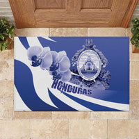 Honduras Rubber Doormat Coat of Arms Orchid Navy Blue - Wonder Print Shop
