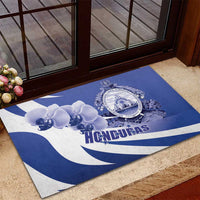Honduras Rubber Doormat Coat of Arms Orchid Navy Blue - Wonder Print Shop