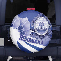 Honduras Spare Tire Cover Coat of Arms Orchid Navy Blue - Wonder Print Shop