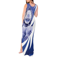 Honduras Tank Maxi Dress Coat of Arms Orchid Navy Blue - Wonder Print Shop