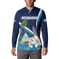 Nicaragua Independence Day Button Sweatshirt Motmot Plumeria Floral - Wonder Print Shop