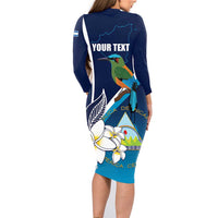 Nicaragua Independence Day Family Matching Long Sleeve Bodycon Dress and Hawaiian Shirt Motmot Plumeria Floral - Wonder Print Shop