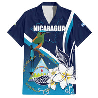 Nicaragua Independence Day Family Matching Short Sleeve Bodycon Dress and Hawaiian Shirt Motmot Plumeria Floral - Wonder Print Shop