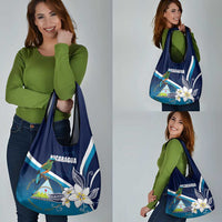 Nicaragua Independence Day Grocery Bag Motmot Plumeria Floral