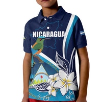 Nicaragua Independence Day Kid Polo Shirt Motmot Plumeria Floral - Wonder Print Shop