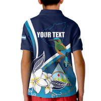 Nicaragua Independence Day Kid Polo Shirt Motmot Plumeria Floral - Wonder Print Shop