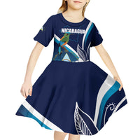 Nicaragua Independence Day Kid Short Sleeve Dress Motmot Plumeria Floral - Wonder Print Shop