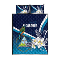 Nicaragua Independence Day Quilt Bed Set Motmot Plumeria Floral - Wonder Print Shop