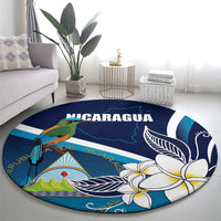 Nicaragua Independence Day Round Carpet Motmot Plumeria Floral