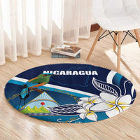 Nicaragua Independence Day Round Carpet Motmot Plumeria Floral