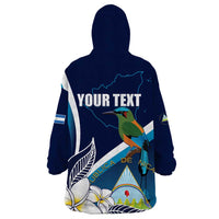 Nicaragua Independence Day Wearable Blanket Hoodie Motmot Plumeria Floral - Wonder Print Shop