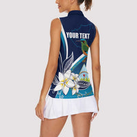 Nicaragua Independence Day Women Sleeveless Polo Shirt Motmot Plumeria Floral - Wonder Print Shop