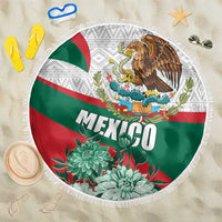 Mexico Independence Day Beach Blanket Dahlia Flower Aztec Pattern - Wonder Print Shop