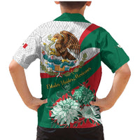 Mexico Independence Day Family Matching Mermaid Dress and Hawaiian Shirt Dahlia Flower Aztec Pattern - Wonder Print Shop
