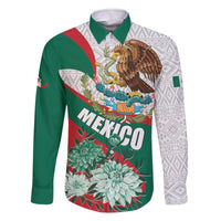 Mexico Independence Day Family Matching Off The Shoulder Long Sleeve Dress and Hawaiian Shirt Dahlia Flower Aztec Pattern - Wonder Print Shop