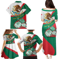 Mexico Independence Day Family Matching Puletasi and Hawaiian Shirt Dahlia Flower Aztec Pattern - Wonder Print Shop
