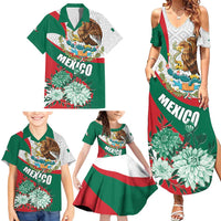 Mexico Independence Day Family Matching Summer Maxi Dress and Hawaiian Shirt Dahlia Flower Aztec Pattern - Wonder Print Shop