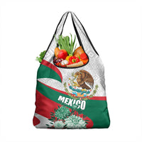 Mexico Independence Day Grocery Bag Dahlia Flower Aztec Pattern