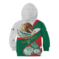 Mexico Independence Day Kid Hoodie Dahlia Flower Aztec Pattern - Wonder Print Shop
