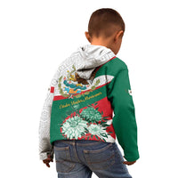 Mexico Independence Day Kid Hoodie Dahlia Flower Aztec Pattern - Wonder Print Shop