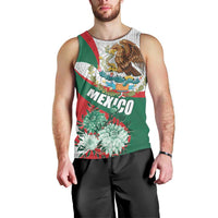 Mexico Independence Day Men Tank Top Dahlia Flower Aztec Pattern - Wonder Print Shop