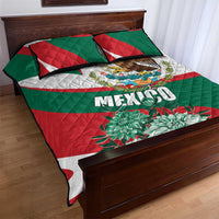 Mexico Independence Day Quilt Bed Set Dahlia Flower Aztec Pattern - Wonder Print Shop
