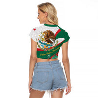 Mexico Independence Day Raglan Cropped T Shirt Dahlia Flower Aztec Pattern - Wonder Print Shop