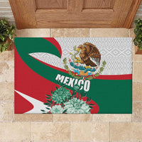 Mexico Independence Day Rubber Doormat Dahlia Flower Aztec Pattern - Wonder Print Shop