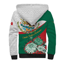 Mexico Independence Day Sherpa Hoodie Dahlia Flower Aztec Pattern - Wonder Print Shop