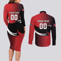 Custom Trinbago Cricket Knight Riders Couples Matching Long Sleeve Bodycon Dress and Long Sleeve Button Shirt We Are TKR - Wonder Print Shop