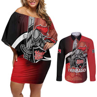 Custom Trinbago Cricket Knight Riders Couples Matching Off Shoulder Short Dress and Long Sleeve Button Shirt We Are TKR - Wonder Print Shop