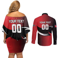 Custom Trinbago Cricket Knight Riders Couples Matching Off Shoulder Short Dress and Long Sleeve Button Shirt We Are TKR - Wonder Print Shop