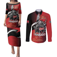 Custom Trinbago Cricket Knight Riders Couples Matching Puletasi and Long Sleeve Button Shirt We Are TKR - Wonder Print Shop