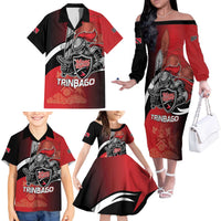 Custom Trinbago Cricket Knight Riders Family Matching Off The Shoulder Long Sleeve Dress and Hawaiian Shirt We Are TKR - Wonder Print Shop
