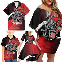 Custom Trinbago Cricket Knight Riders Family Matching Off Shoulder Short Dress and Hawaiian Shirt We Are TKR - Wonder Print Shop
