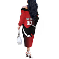 Custom Trinbago Cricket Knight Riders Off The Shoulder Long Sleeve Dress We Are TKR - Wonder Print Shop