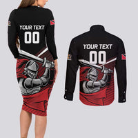 Custom Knight Riders Trinbago Cricket Couples Matching Long Sleeve Bodycon Dress and Long Sleeve Button Shirt Play Fight Win Repeat LT01