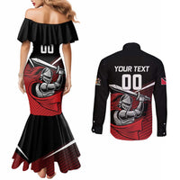 Custom Knight Riders Trinbago Cricket Couples Matching Mermaid Dress and Long Sleeve Button Shirt Play Fight Win Repeat LT01