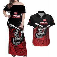 Custom Knight Riders Trinbago Cricket Couples Matching Off Shoulder Maxi Dress and Hawaiian Shirt Play Fight Win Repeat LT01