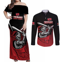 Custom Knight Riders Trinbago Cricket Couples Matching Off Shoulder Maxi Dress and Long Sleeve Button Shirt Play Fight Win Repeat LT01