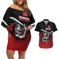 Custom Knight Riders Trinbago Cricket Couples Matching Off Shoulder Short Dress and Hawaiian Shirt Play Fight Win Repeat LT01