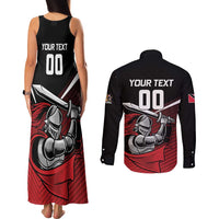 Custom Knight Riders Trinbago Cricket Couples Matching Tank Maxi Dress and Long Sleeve Button Shirt Play Fight Win Repeat LT01
