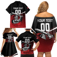 Custom Knight Riders Trinbago Cricket Family Matching Off Shoulder Short Dress and Hawaiian Shirt Play Fight Win Repeat LT01